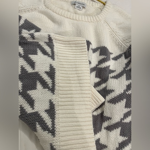 Liz Claiborne Houndstooth pattern sweater, knit size XL cream and gray - Picture 8 of 8
